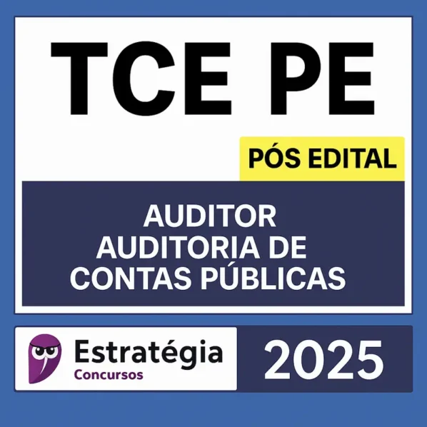 TCE PE (Auditor de Controle Externo - Auditoria de Contas Públicas) Pacotaço - Pacote Teórico + Pacote Passo Estratégico - 2025 (Pós-Edital) - Estratégia - Rateio TCEPE Pernambuco Tribunal de Contas